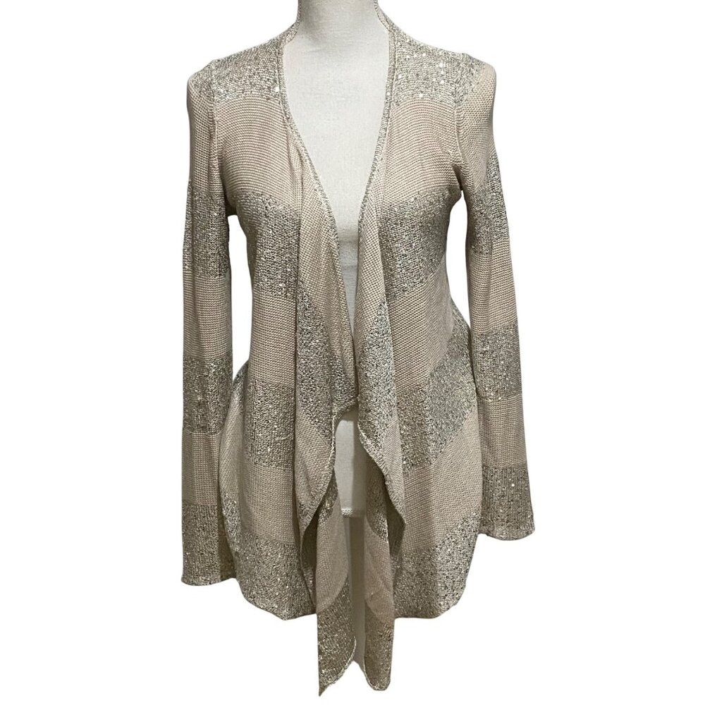Shimmering Open Front Cardigan S Lagenlook Quiet Glamour Festive Occasion Sequin